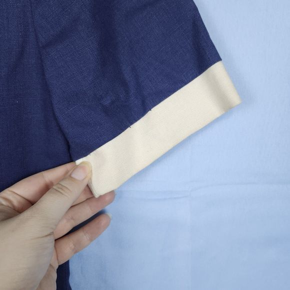 Vtg 80s? Sailor Stewardess Retro Linen Blend David Warren Dress Faux Wrap Sz 8 - Picture 10 of 14